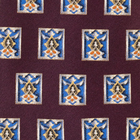 BRIONI Handmade Purple Medallion Silk Tie NEW