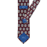 BRIONI Handmade Purple Medallion Silk Tie Pocket Square Set NEW