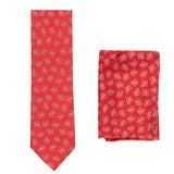 BRIONI Handmade Red Paisley Silk Tie Pocket Square Set NEW