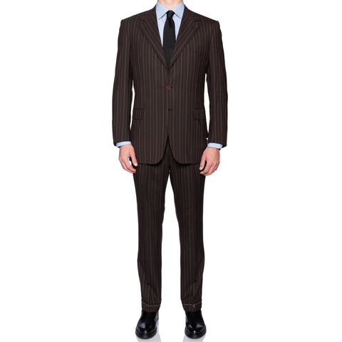 BRIONI "PALATINO" For LAMBERTO Brown Striped Wool Super 150's Suit 54 NEW US 44