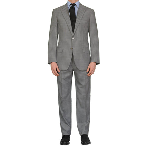 BRIONI "PARLAMENTO" Handmade Gray Striped Wool Super 150's Suit NEW