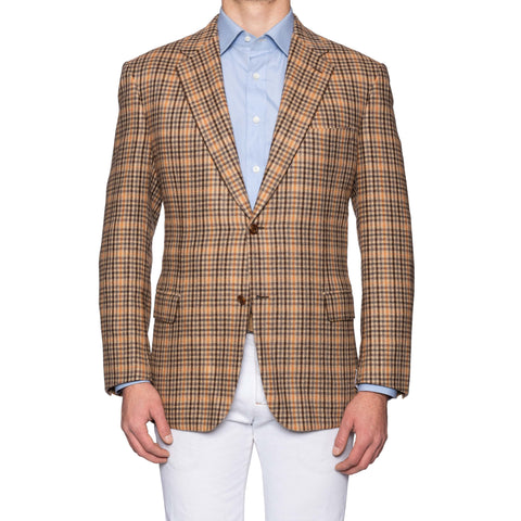 BRIONI "PARLAMENTO" Handmade Tan Pure Plaid Cashmere Jacket NEW