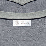 BRUNELLO CUCINELLI Gray Cotton Ribbed V-Neck Sweater EU 50 NEW US M