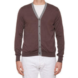 BRUNELLO CUCINELLI Solid Pale Plum Cotton Cardigan Sweater EU 50 US M
