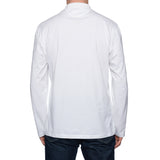 BRUNELLO CUCINELLI White Cotton Long Sleeve Polo Shirt Size L Slim Fit