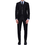 CANALI 1934 Black Jacquard Striped Wool-Silk 3 Piece Suit 46 NEW 36 2019-20Model