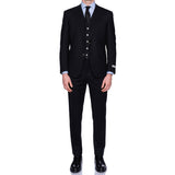CANALI 1934 "Travel" Black Jacquard Striped Wool 3 Piece Suit 46 NEW 36 2019-20