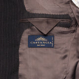 CASTANGIA 1850 Charcoal Brown Striped Wool Super 120's Suit EU 48 NEW US 38