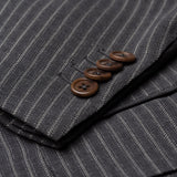 SARTORIA CASTANGIA Gray Striped Wool-Cotton 5 Button Jacket EU 50 NEW US 40
