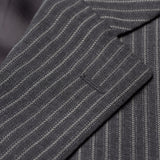 SARTORIA CASTANGIA Gray Striped Wool-Cotton 5 Button Jacket EU 50 NEW US 40