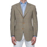 CASTANGIA 1850 Khaki Prince of Wales Wool Sport Coat Jacket EU 50 NEW US 40