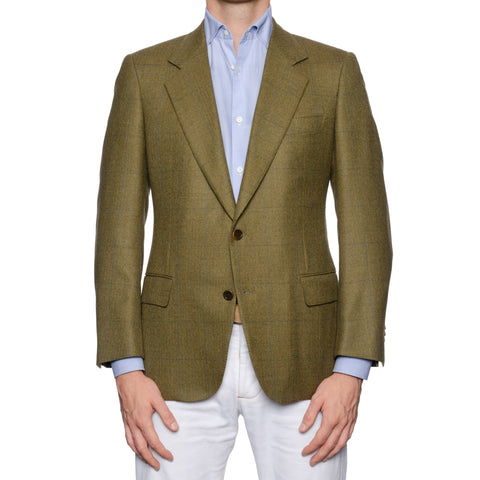 CASTANGIA 1850 Olive Herringbone Plaid Wool-Cashmere Jacket EU 46 NEW US 36