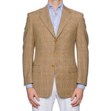 CASTANGIA 1850 Tan Houndstooth Plaid Wool Sport Coat Jacket EU 46 NEW US 36