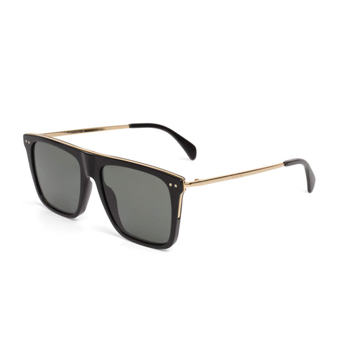 CÉLINE CL40015I 01R Black Acetate Gold-Tone Metal Polarized Sunglasses NEW Case