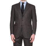 CESARE ATTOLINI Napoli Handmade Gray Striped Wool-Cashmere Flannel Suit NEW