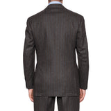 CESARE ATTOLINI Napoli Handmade Gray Striped Wool-Cashmere Flannel Suit NEW