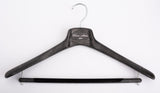 CESARE ATTOLINI Black Plastic Wood Look Suit Hanger Flocked Bar Set of 5 46/XL