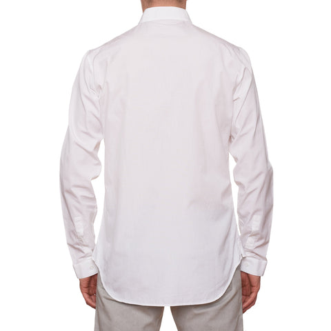 DIOR Homme Solid White Cotton Officer Mandarin Collar Dress Shirt EU 40