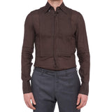 DSQUARED2 Made In Italy Solid Brown Ramie Shirt XS NEW 46 Silm Fit French Cuff