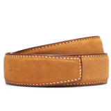 DURET Paris Desert Sand Velvet Calf Leather Belt strap no Buckle 37" NEW 94cm