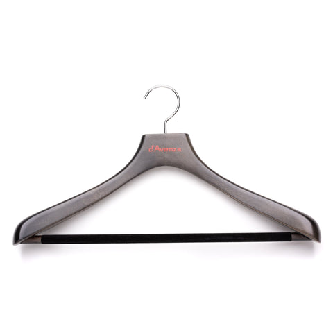 D'AVENZA Dark Gray Wood Suit Hanger with Flocked Bar Set of 5 Size M-L