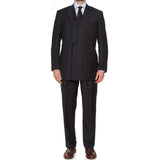 D'AVENZA For PAPE Handmade Black Striped Wool DB Suit EU 52 NEW US 42