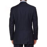 D'AVENZA Handmade Navy Blue Striped Wool Super 120's DB Suit 50 NEW US 40 Long