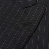 D'AVENZA Roma Black Silk Wool Super 130's Peak Lapel Suit EU 50 NEW US 40