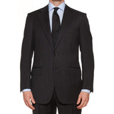 D'AVENZA Roma Handmade Black Striped Wool Suit EU 50 NEW US 40