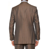 D'AVENZA Roma Handmade Brown Striped Wool Silk Suit EU 50 NEW US 40