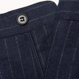 D'AVENZA Roma Handmade Navy Blue Striped Wool Flannel Suit EU 50 NEW US 40