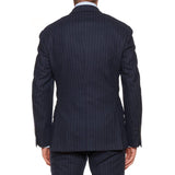D'AVENZA Roma Handmade Navy Blue Striped Wool Flannel Suit EU 50 NEW US 40