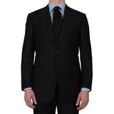 D'AVENZA For DAMIANI Handmade Black Striped Wool Suit EU 54 NEW US 44
