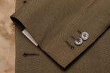 D'AVENZA Handmade Khaki Doppione Raw Silk 5 Button Jacket EU 50 NEW US 40