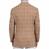 D'AVENZA Roma Handmade Brown Plaid Lambswool-Cashmere Jacket EU 50 NEW US 40