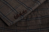 D'AVENZA "YOUNG" Brown Plaid Wool Peak Lapel Blazer Jacket EU 50 NEW US 40
