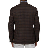 D'AVENZA "YOUNG" Brown Plaid Wool Peak Lapel Blazer Jacket EU 50 NEW US 40