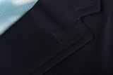 D'AVENZA Roma Handmade Navy Blue Wool Textured Blazer Jacket EU 50 NEW US 40