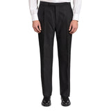 D'AVENZA Roma Black Wool-Silk SP Tuxedo Dress Pants EU 50 NEW US 34 Classic Fit