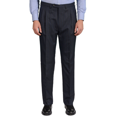 D'AVENZA Roma Gray Striped Wool DP Dress Pants EU 52 NEW US 36 Classic Fit