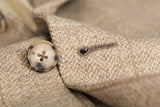 D'AVENZA Roma Handmade Beige Herringbone Plaid Wool Jacket EU 52 NEW US 42