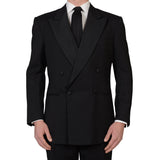 D'AVENZA Roma Handmade Black Striped Wool Silk Tuxedo DB Suit EU 54 NEW US 44