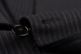 D'AVENZA Roma Handmade Black Striped Wool Super 120's Suit EU 50 NEW US 40