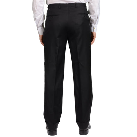 D'AVENZA Roma Handmade Black Wool DP Dress Pants EU 50 NEW US 34 Classic Fit