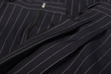 D'AVENZA Roma Handmade Blue Striped Wool-Silk DP Dress Pants EU 50 NEW US 34