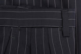 D'AVENZA Roma Handmade Blue Striped Wool-Silk DP Dress Pants EU 50 NEW US 34