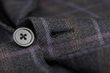 D'AVENZA Roma Gray Plaid Wool Jacket with Stingray Elbow Patch EU 50 NEW US 40