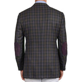 D'AVENZA Roma Gray Plaid Wool Jacket with Stingray Elbow Patch EU 50 NEW US 40