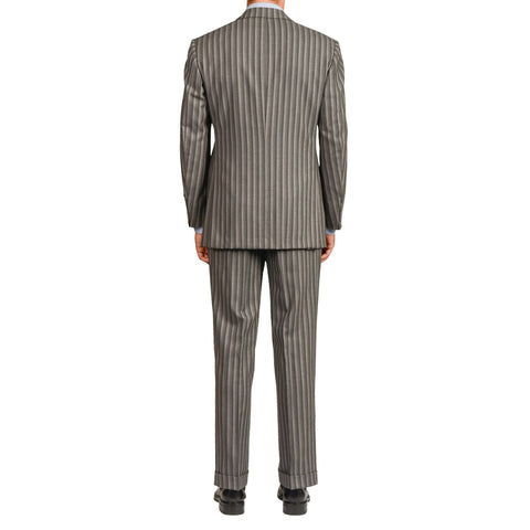 D'AVENZA Roma Handmade Gray Striped Wool-Cashmere Suit EU 50 NEW US 40