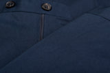 D'AVENZA Roma Handmade Navy Blue Cotton Flat Front Dress Pants NEW